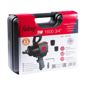FUBAG Пневмогайковерт ударный IW1600 3/4 дюйма с  набором головок в кейсе в Чите фото