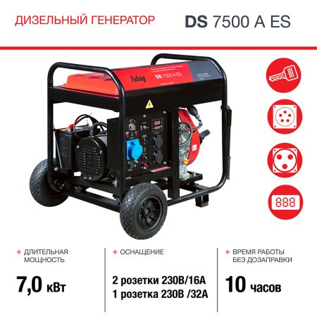 Дизельный генератор FUBAG DS 7500 A ES с электростартером и коннектором автоматики в Чите фото