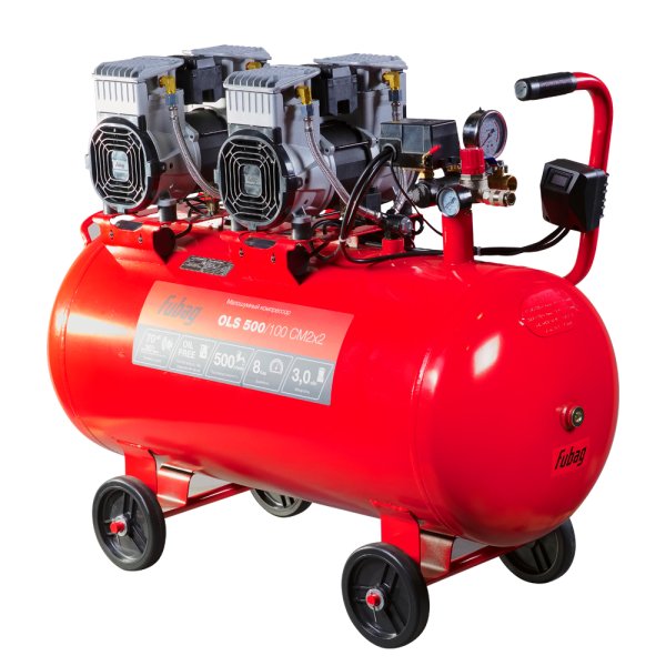 Компрессор воздушный безмасляный малошумный FUBAG OLS 500/100 CM2х2 + Набор пневмоинструмента (5 предметов) в ПОДАРОК в Чите фото