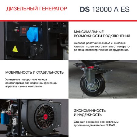 FUBAG Дизельный генератор с электростартером и коннектором автоматики DS 12000 A ES в Чите фото